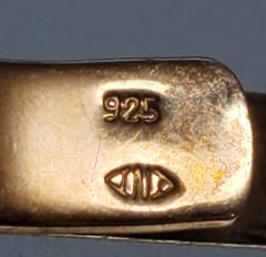 925 Tie Clip 2.5in Sterling Silver 8g Two Tone Gray Engine Turn Chain Bar Estate