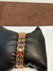 Vintage Ross-Simons Gold Tone Multi Gemstone Bracelet