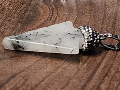 Vintage Rutilated Quartz Arrow, Gunmetal & White Crystal accents Pendant