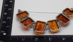 Cognac Baltic Amber Shell 925 Sterling Silver Bracelet 6.5″ Vintage