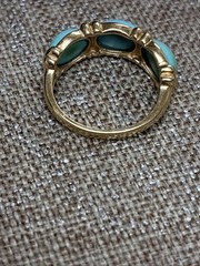 14k Yellow Gold 3 Stone Turquoise Band Ring Sz 6 Weighs 3.3 Grams