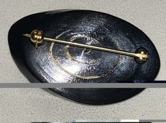 Vintage Maui Divers Black Coral & Pearl 12KT GF Inlay MCM Modernist Brooch 60’s