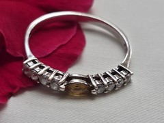 ​Vintage 925 Sterling Silver Marquise Citrine Half Eternity Stack Ring Size 9