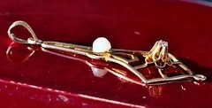 10k rose gold pendant 0.05ct diamond pearl charm 1890’s antique handmade 0.9gr