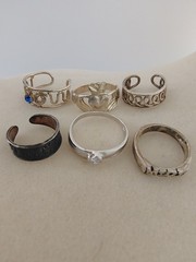 Vintage 925 Sterling Silver Ring Lot 6pc Adjustable Stackable Tested Pinky Toe
