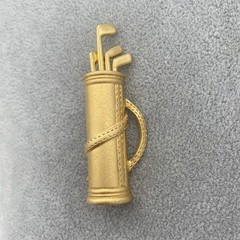 Vintage Tona Golf Clubs & Bag Brushed Matte Gold Tone Brooch Pin Golfer Gift