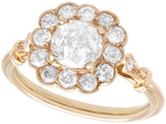 Antique Contemporary 1.69 Ct Old Cut Diamond 18k Rose Gold Cluster Ring Size 6