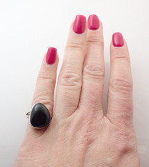 Vintage Black Onyx Sterling Silver Band Ring Sz 6