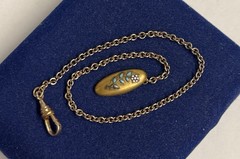Nouveau Floral Gold filled Button Cable Watch chain Gf 9” Victorian 3mm 4.8g