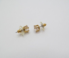 Vintage Gold Tone Round 8.25mm Shining Shiny Clear Crystal Stud Earrings