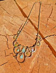 Vintage Multi Gemstone Bib Necklace Gold Tone Snake Chain Heavy Statement Drop