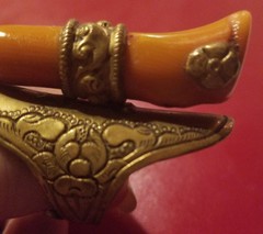 Antique Mexico Engraved Huge Natural Coral Adjustable Ring INCREDIBLE