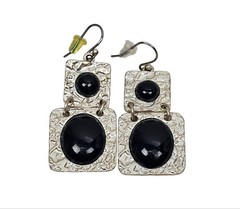 Vintage Mid-Century Style Geometric 2 Part Dangle Pierced Ear Earrings 1 3/8″L