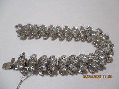 Vintage High End Rhinestone & Silver Tone Bracelet with Safety Chain 7.5 “