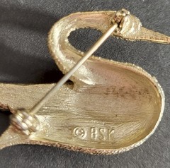 Vintage Gold Tone Swan Brooch Marked B.S.K. Co. 1950’s – 1970’s