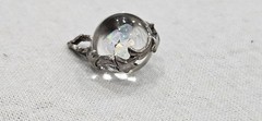 Antique Vintage Crystal Orb W/ Minerals Moon Star & More Sterling Bead Pendant