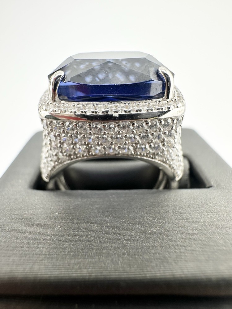 925 Bella Luce Blue And White Cubic Zirconia Sterling Silver Ring Size 5