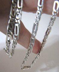 Vintage Sterling Silver Figaro Chain Necklace 20″ 4.6mm 18.9 Grams Signed Italy