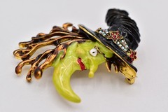Kirks Folly Vintage Witch Moon Brooch Halloween Rhinestone Enamel Pin Signed 9B
