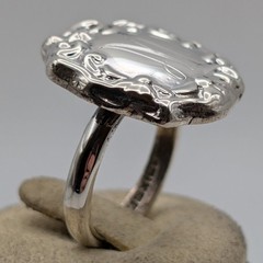 Vintage 925 Sterling Silver Monogram M Repousse Signet Statement Ring Size 6.5