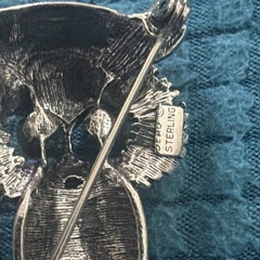 Sterling silver OWL Brooch rhinestone eye’s signed Beau