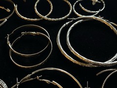 14 Pairs Assorted Vintage Hoop Earrings Various Sizes And Styles Silver Tone
