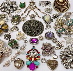 Lot Vintage & Modern Jewelry Parts Broken Repurpose Craft Rhinestones Harvest 3