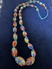 Vintage Murano Millefiori GraduatedGlass Bead Necklace Italian Art Glass 26” FAB