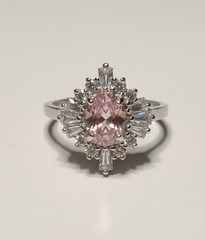 Vintage Sterling Silver 925 Signed STS Pink Topaz And Cz Ring Size 7