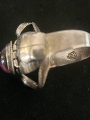 Vintage Mexican Sterling Silver Amethyst Poison Ring