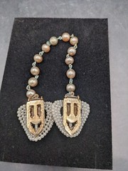 Vintage Double Heart Fur Clip With Faux Pearls
