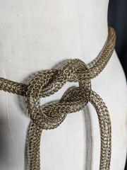 Vintage Brass Gold Tone Mesh Knitted Metal Wire Tassel Necklace Or Belt 55″