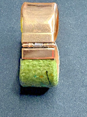 Vintage Matisse Renoir Green Enamel Copper Hinged Bracelet ~ FREE Shipping