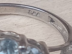Pretty Sterling Silver Ring Round London Blue & Oval Blue Topaz Stones Size 5.75
