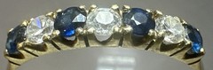 **14K YELLOW GOLD** VTG Art Deco Blue Topaz ‘Half Eternity Band’ (Sz. 5) ( 1.4G)