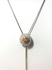 Woman’s Adjustable Slide Charm Bolo Lariat Necklace-Silver Tone W/ Brown Crystal