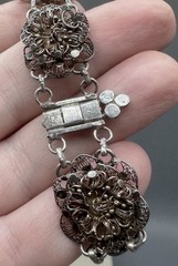 Vintage 800 Silver Filigree Floral Panel Bracelet 7” Ornate European Intricate