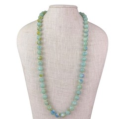 Vintage Knotted Green & Blue Gemstone Beads Necklace Jewelry