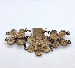 Vintage 1930s Art Deco Filigree Floral Bracelet Gold Tone 7 Inches