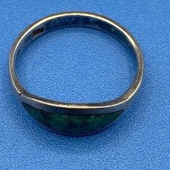 vtg Sterling Silver RING sz 6.5 handmade raw Malachite copper inclusions 1.8 gr