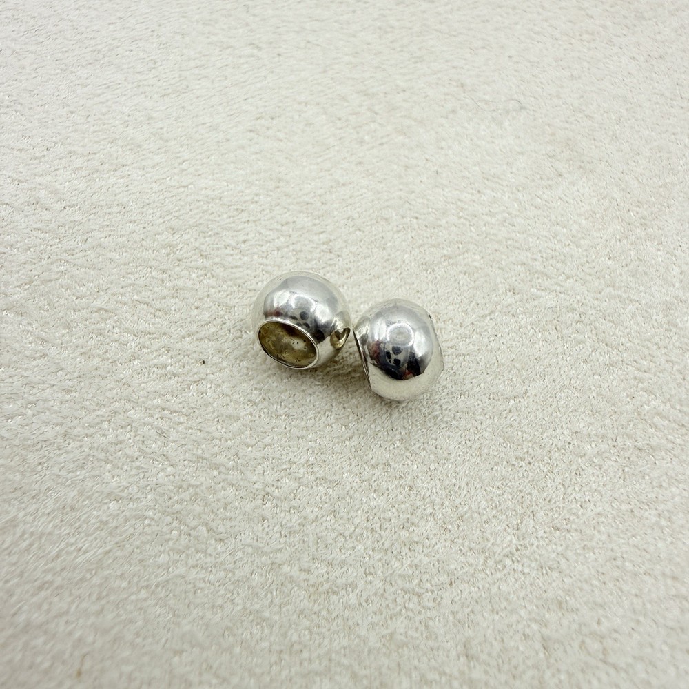Vintage Sterling Silver 2 Ball Beads Spacer Charms Jewelry Accessories