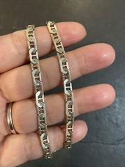Vintage Sterling Silver 925 Italy Anchor Mariner Link Bracelet 9.5”
