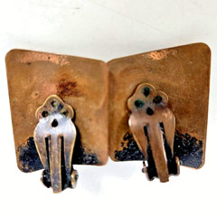 Earrings Copper Clip On Art Deco Mid Century Fashion Jewelry 2 MCM Vtg