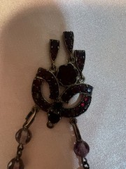 Antique Victorian Bohemian Czech Garnet Amethyst Necklace Signed *AS IS see pics