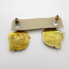 Signed 2008FL Slot Machine Roulette Dice Cards Vtg Costume Gold Tone 3D Earrings