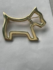 Vintage AAI Gold Tone AB Rhinestone Collar Scottish Terrier Brooch