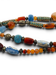 Vintage Himalayan Nepal Tibetan Necklace Turquoise Agate Carnelian Beads 32″