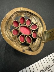 Antique? Max Neiger Bohemia Red Glass Cabochons Gold Tone 1910-1920 Clip