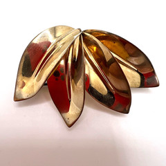 VTG REGEL 12K GF BROOCH/Pendant – Stylized MCM Leaf Cluster – 2 inches