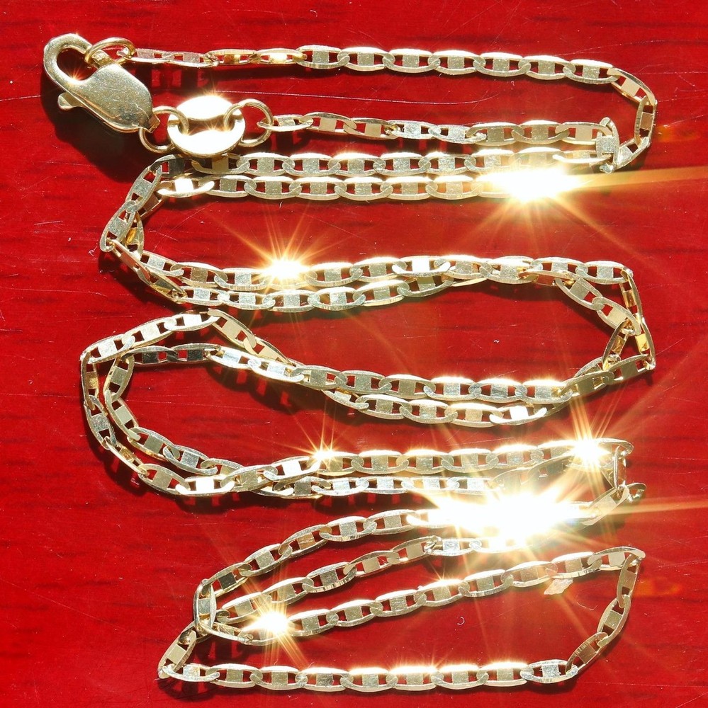 10k yellow gold necklace 18.0″ diamond cut mariner link chain vintage 1.6gr